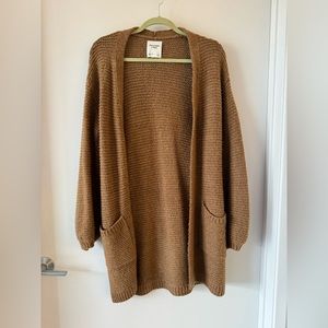 A&F Puff Sleeve Long Cardigan - Camel Brown - Small